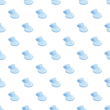 Blue sun hats creating a seamless summer fashion background pattern