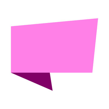 Pink folded paper banner with dark purple shadow effect isolated on white background for creative website header design sale promotion labels and artistic notice board decoration graphic elements art.