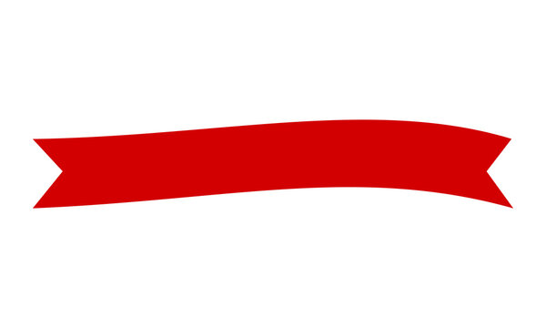 Curved red banner ribbon isolated on white background blank header label for text promotion announcement design element for web site store sale shop badge modern simple flat graphic vector template.