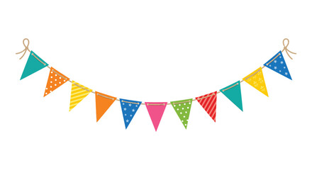 Obraz premium Colorful triangular pennant flags strung on twine a festive decoration silhouette bunting celebration party holiday event orange
