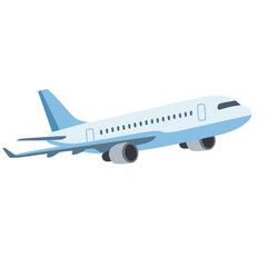 Fototapeta premium Flat passenger airplane icon isolated on white background. Commercial aircraft illustration for air travel, aviation, transportation, tourism, business trips, and vacation concepts