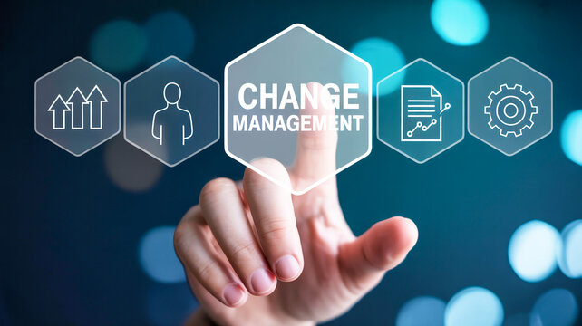 Digital Hand Guiding Business Transformation A Luminous Change Management Icon Embodying Strategic Planning and Future Innovation in a Modern Interface