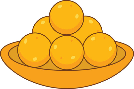 Traditional Indian Laddus on Plate Festival Sweet Illustration