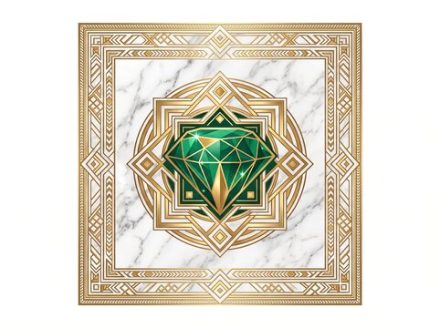 Luxury Marble Floor Tile Vector Illustration Emerald Gemstone Art Deco Ceramic Tile Pattern
