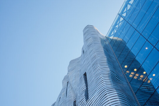 Unique iron design of facade in business, art and shopping mall Stary Browar in Poznan, Poland under clear blue sky on 4th of March, 2026 in Poznan, Poland