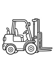 Naklejka premium Forklift lifting pallet in warehouse setting