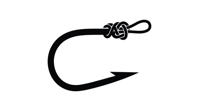 Fishing Hook With Knot Detail Black Silhouette