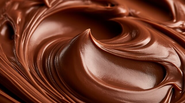 Delicious creamy chocolate spread swirl texture macro close up.