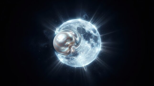 Abstract celestial sphere with liquid metal core