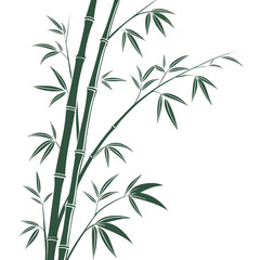 Naklejka premium Minimalist green bamboo stalks and leaves vector illustration
