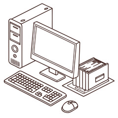 Fototapeta premium Desktop computer setup with monitor keyboard and mouse
