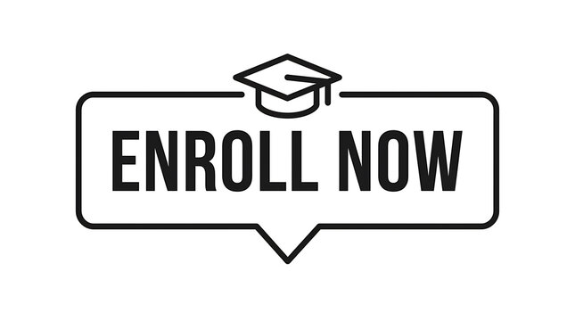 Enroll now button icon vector illustration isolated on white background