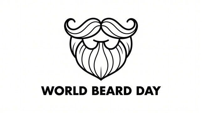 World Beard Day black white logo beard mustache illustration facial hair pride celebration tradition culture grooming heritage global awareness unity masculinity   generative ai