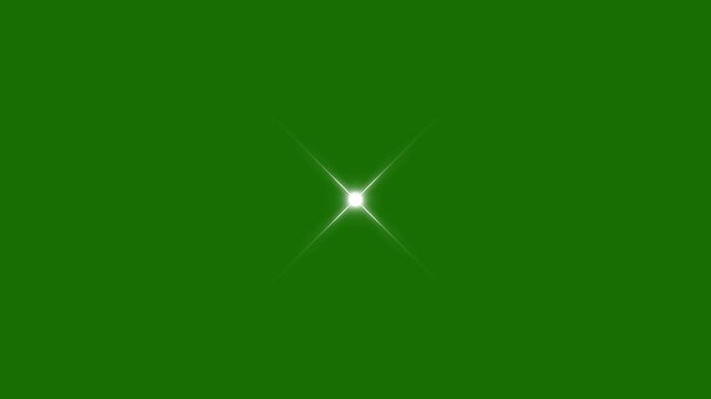 Sparkling star twinkle glitter white cartoon doodle animation, flat vector blinking shining light twinkling effect glowing on transparent green screen background, starry sky festive overlay in 4K, UHD