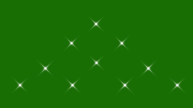 Twinkle sparkle stars animation in 4K or UHD, looping animation twinkling stars shining in the night sky, particle magic tail sparkling glitter star dust loop animation on green screen background