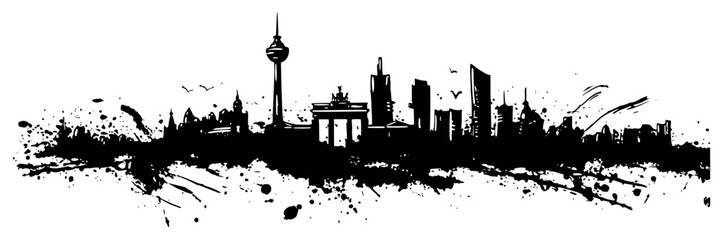 Berlin skyline with Brandenburg Gate and TV Tower in artistic ink splatter grunge style © Wuszu