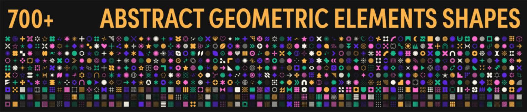 Collection of over 700 abstract geometric shapes and elements for design