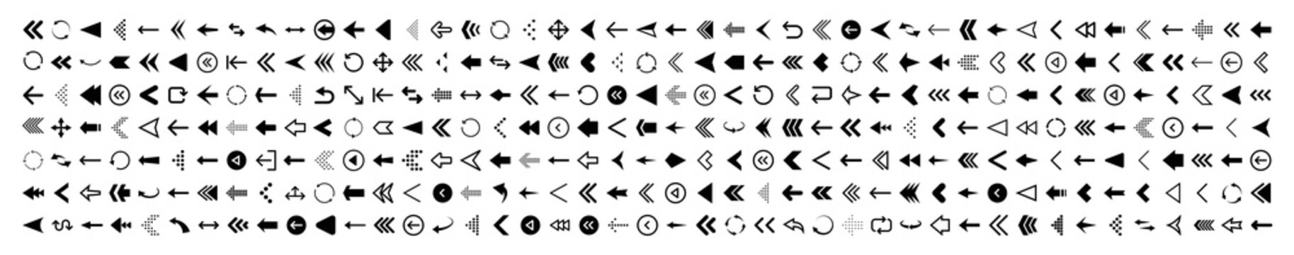 Collection of 300 diverse arrow icons and symbols for design and navigation