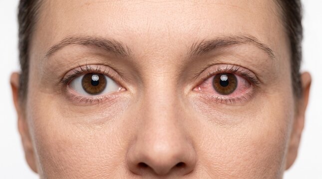 Clinical Comparison of Healthy Eye and Red Eye with Conjunctival Injection in Adult Patient