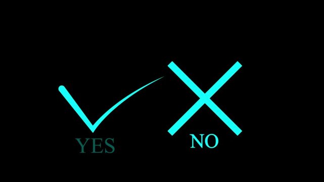 tick andcross signs animation,icons, abstract motion , animated yes or no black background. animation of a check mark or cross