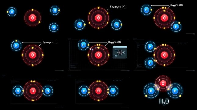 Molecular structures and chemical reactions in space.