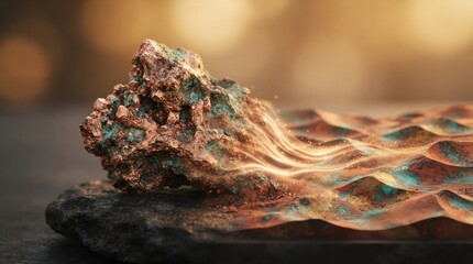 Obraz premium Raw copper ore specimen with metallic particles