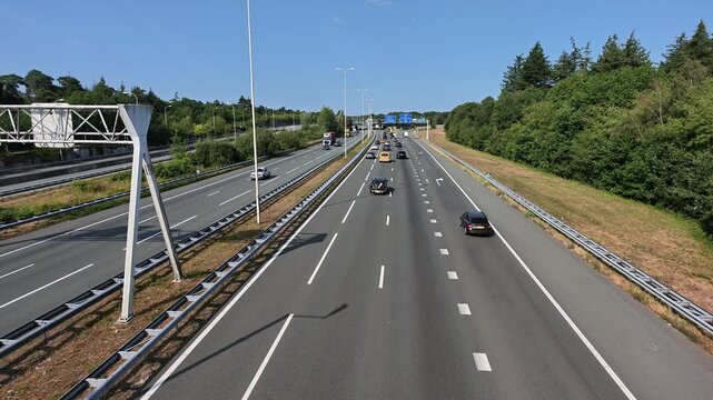 High Angle View of Traffic Flowing on A28 Highway Netherlands