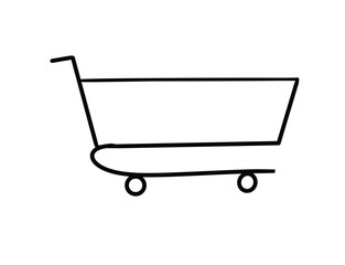 Hand draw shopping cart outline icon png transparent background. © Husan