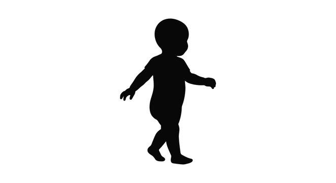 Baby Silhouette Against A White Background Simple Black Form