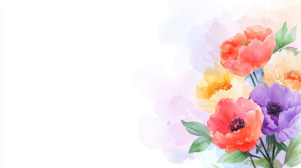 Obraz premium Vibrant peony bouquet featuring various colors, showcasing beauty and elegance in watercolor style