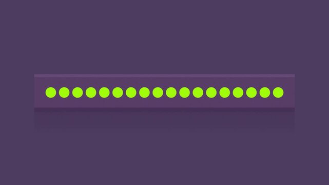 Progress bar neumorphism dotted animated loading bar on dark background. UI loader element animation. Interface component HD video for web design. Minimalist flat progress indicator motion graphic