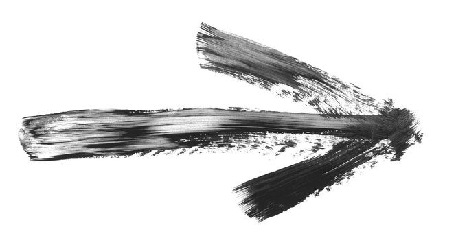 Arrow black grunge brush strokes isolated on white background, design elemen