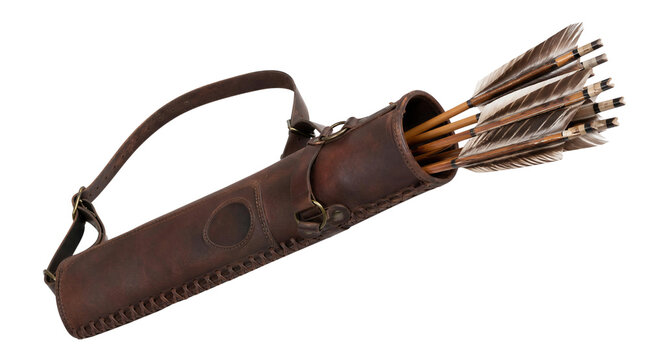 Traditional Leather Quiver with Feathered Arrows