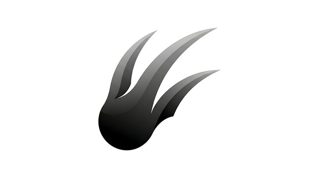 A sharp black claw or talon isolated on a white background representing a predatory animal or monster