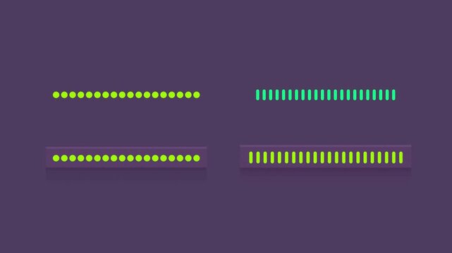 Dotted progress bar animated loading bar set on dark background. Virtual dashboard. UI loader elements animation. Interface components HD video for web design. Minimalist flat progress indicator pack