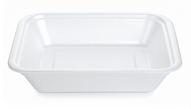 Empty White Styrofoam Takeaway Food Container Isolated on White Background