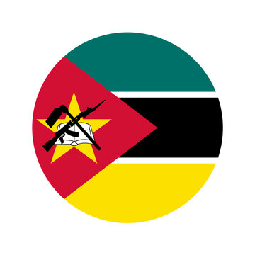 Mozambique flag round icon showing national emblem