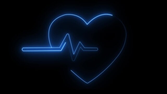 Blue heart with heartbeat line graphic illustration