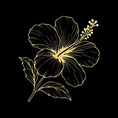 Obraz premium Elegant gold hibiscus illustration