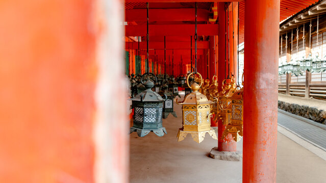 Kasuga Taisha Shrine lanterns in Nara Park, Japan
