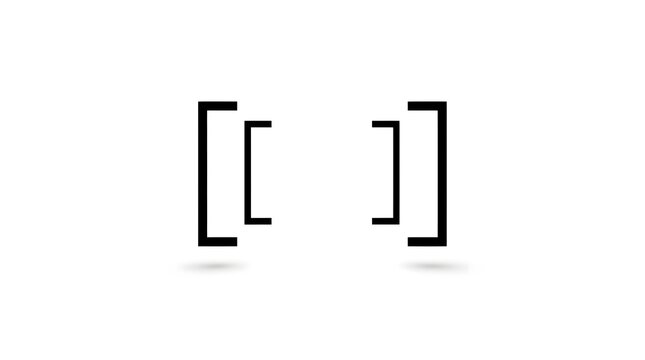 Square brackets symbol displayed centrally over a minimal white background.