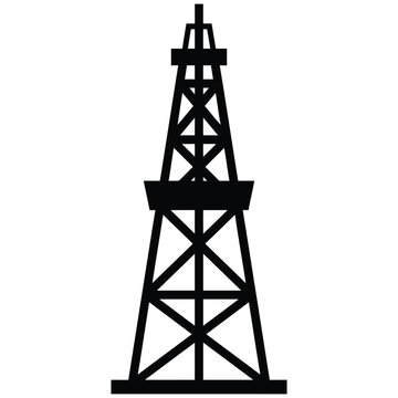Oil rig structure silhouette on white background  industrial icon