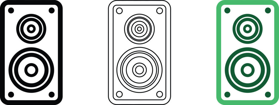 Speaker icon set isolated on transparent background outline filled speaker icon set vector illustration.