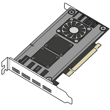 Isometric computer graphics card hardware component