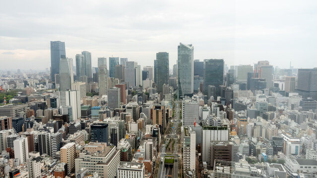 Tokyo skyline vista from Minato with Tokyo Tower focus