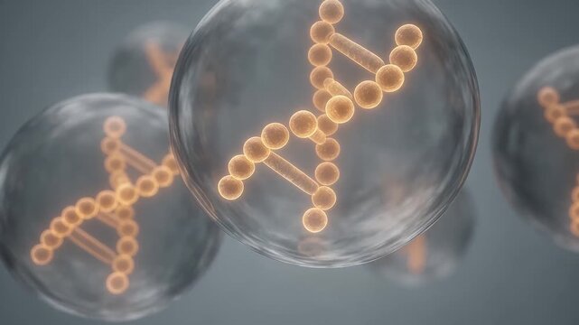 3D animation Cosmetics many atoms floating in droplets. Collagen bubbles Design. Moisturizing Cream and Serum Concept. Vitamin for health care and beauty concept