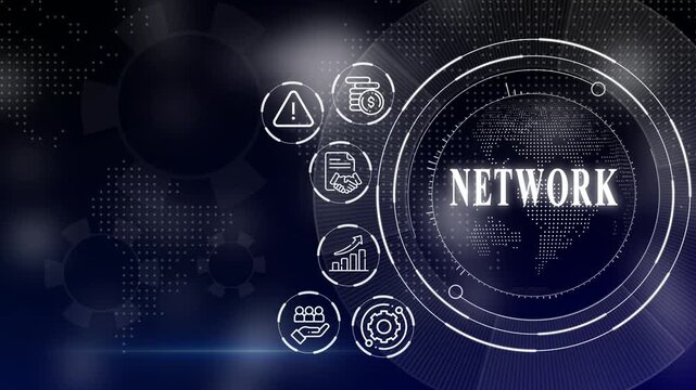 Modern futuristic digital icons with globe and data network