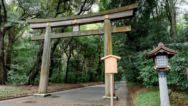 Entrance to Meiji Jingu Shrine through Great Torii
