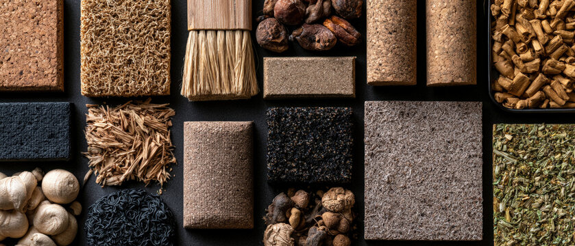 Bio Material and Sustainable Textile Finish Swatch Grid