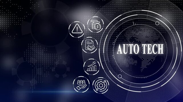 Modern digital icons with globe and security symbols on tech background